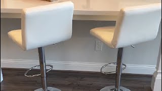 Sweetcrispy Bar Stools Set of 2, PU Leather Adjustable Swivel Barstools Review