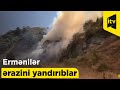 Ermənilər Laçın-Zabux yolunda Rusiya sülhməramlılarının müvəqqəti yerləşdiyi ərazini yandırıblar