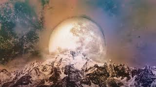 Арт футаж скалы облака луна космос. Art footage rocks clouds moon space.