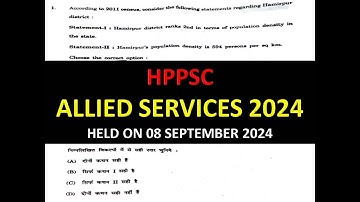 HPPSC ALLIED SERVICES SOLVED PAPER HELD ON 08 SEPTEMBER 2024