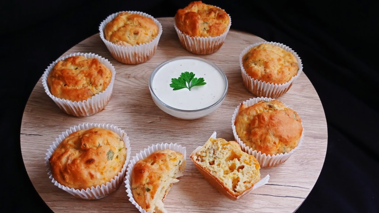 اسهل وأسرع 🕙وصفة كاب كيك مالح بدون غلوتين  😋 مع اروع صلصة جبن  Muffin cupcake Salé Sans Gluten