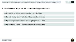 Emerging Technologies Chapter 3: Artificial Intelligence  (AI) MCQs Part 1 | #Freshman #MCQs Wealth