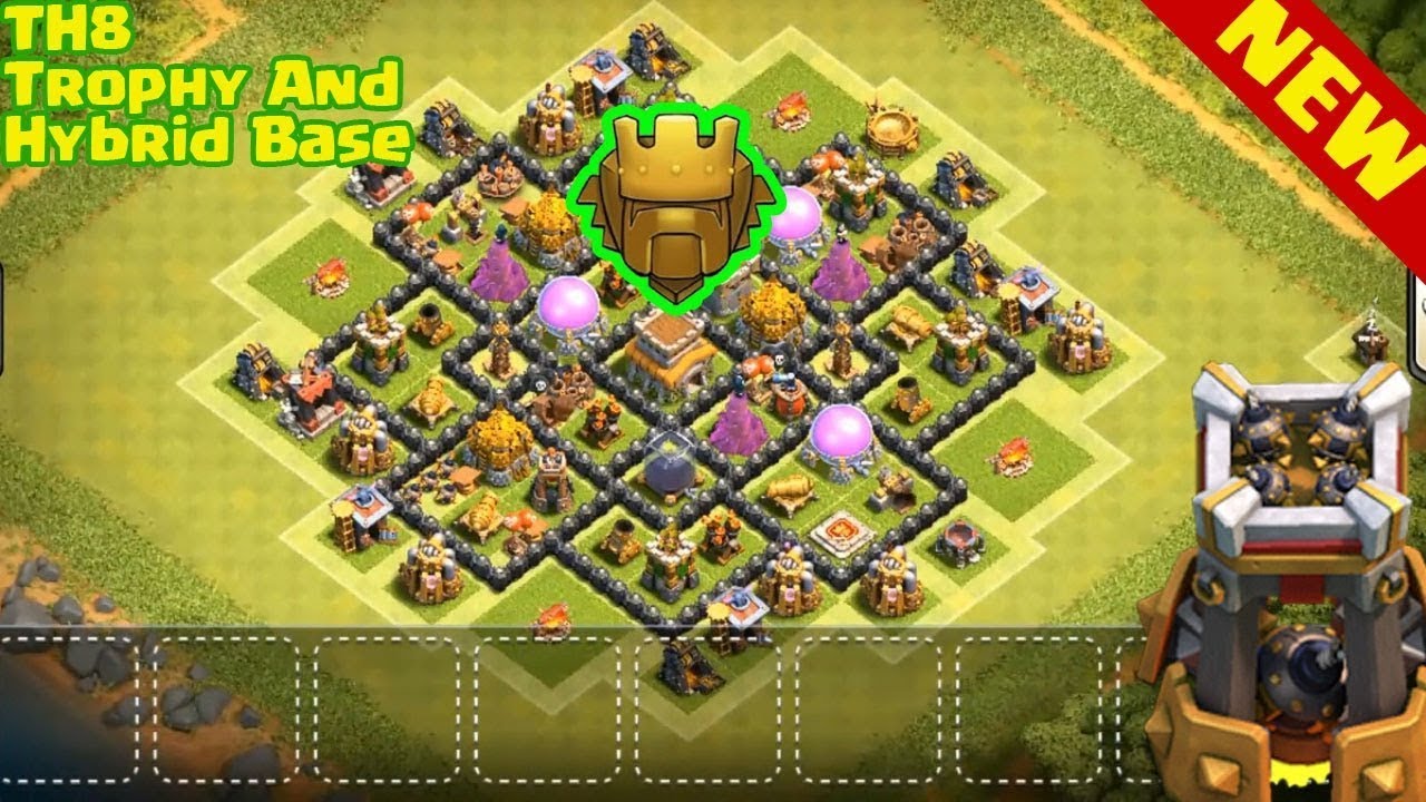 NEW TOWN HALL 8 TROPHY FARMING BASE 2017 TH8 HYBRID BASE 2017 CLASH OF CL.....