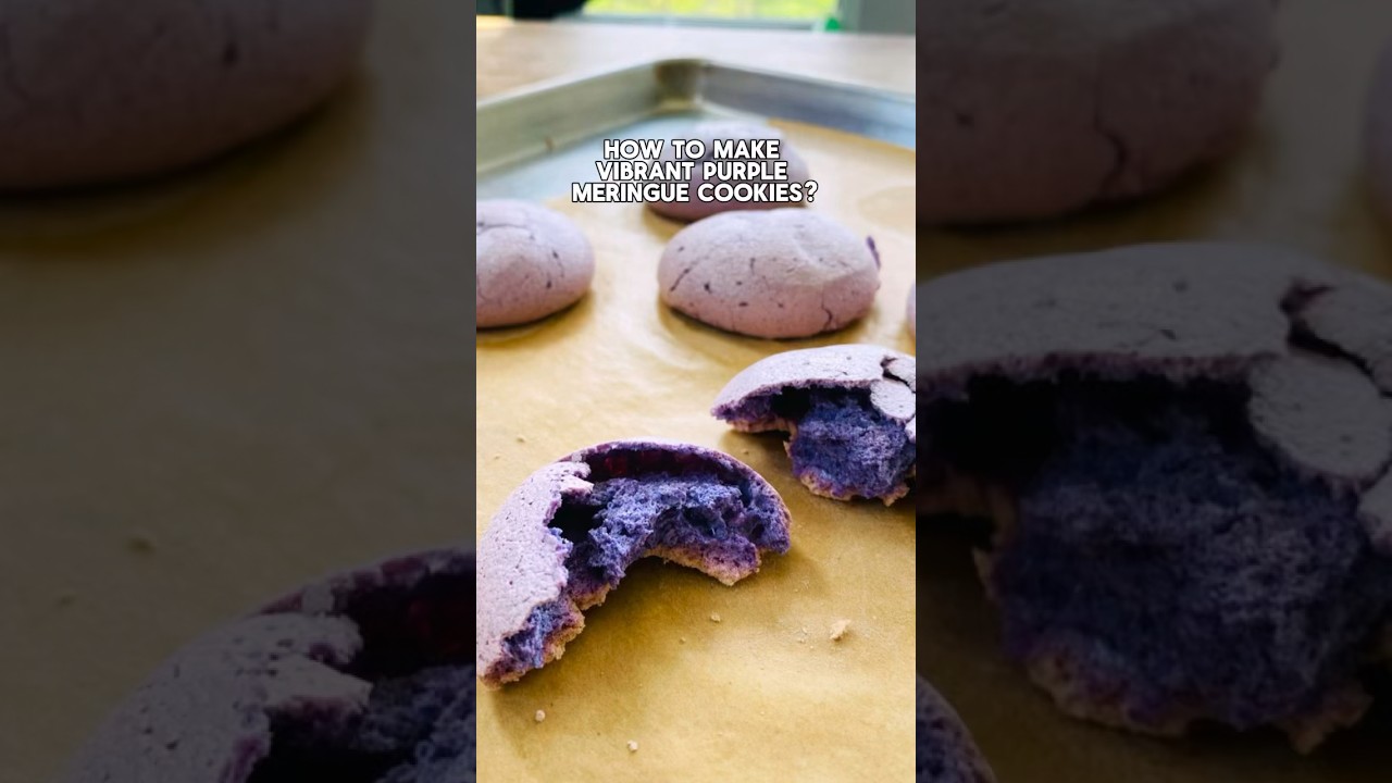 Vibrant purple meringue cookies? Get the recipe on my latest video. #shorts #food #meringuecookies