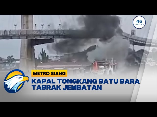 Kapal Tongkang Tabrak Tiang Jembatan Gentala Arasy class=