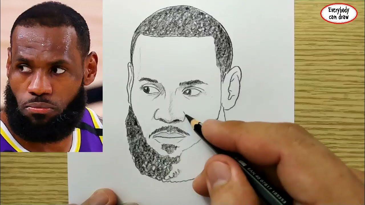 VERY EASY , How to draw lebron james nba / learn drawing academy - YouTube