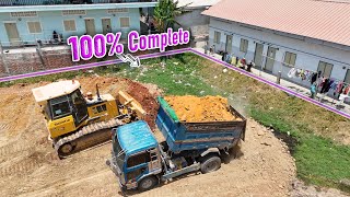 Start a New project 1day 100% Complete!! Pour Soil Near the House by SHANTUI Bulldozer & Small Truck