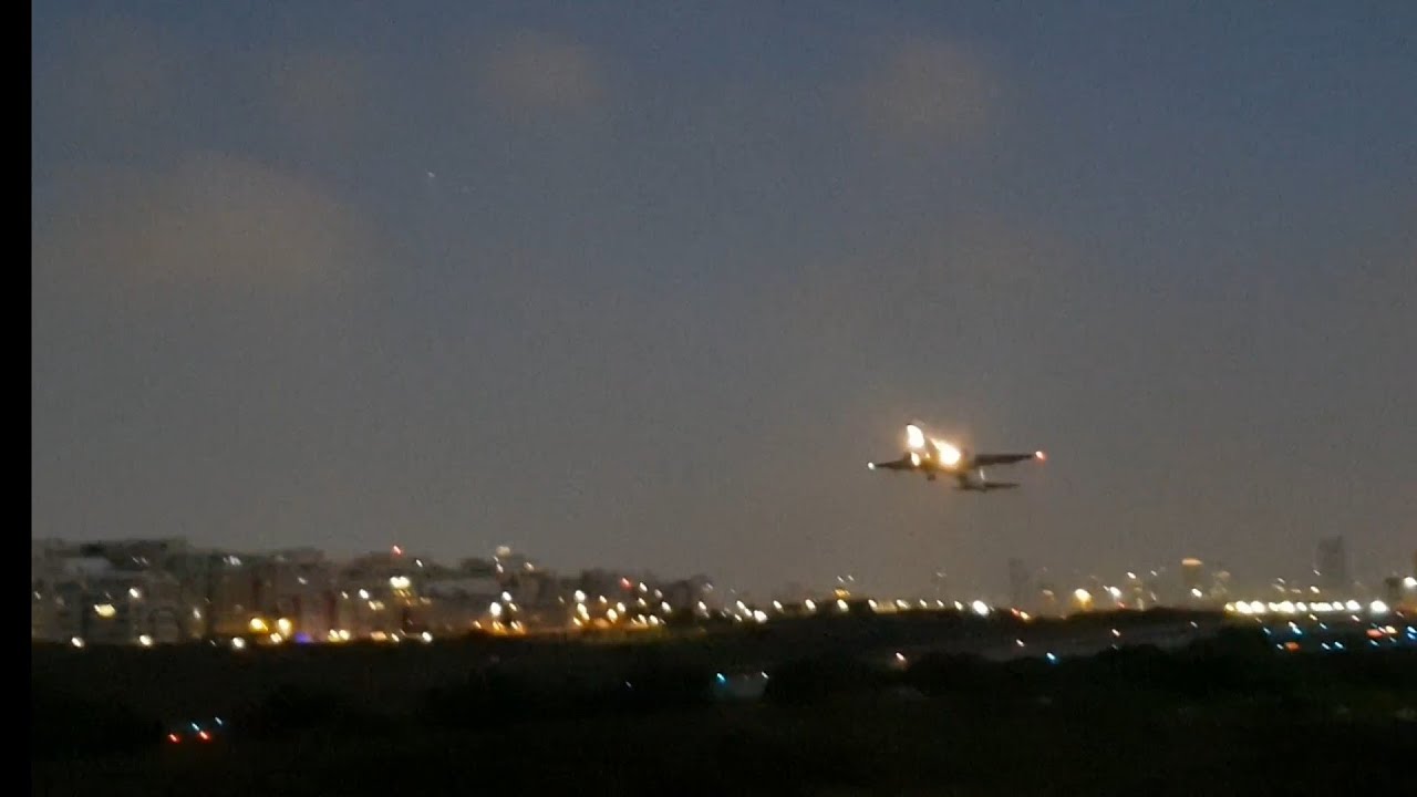 NIGHT TAKEOFF.  ARKIA'S  Embraer 195 from DOV Airport. TEL AVIV