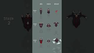Three stages of my sleep paralysis demon. #everrest #indiegame #godot #gamedev #isometric