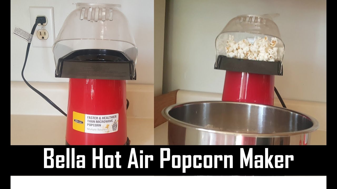 Testing out the Bella Hot Air Popcorn Maker. Mom won it in a