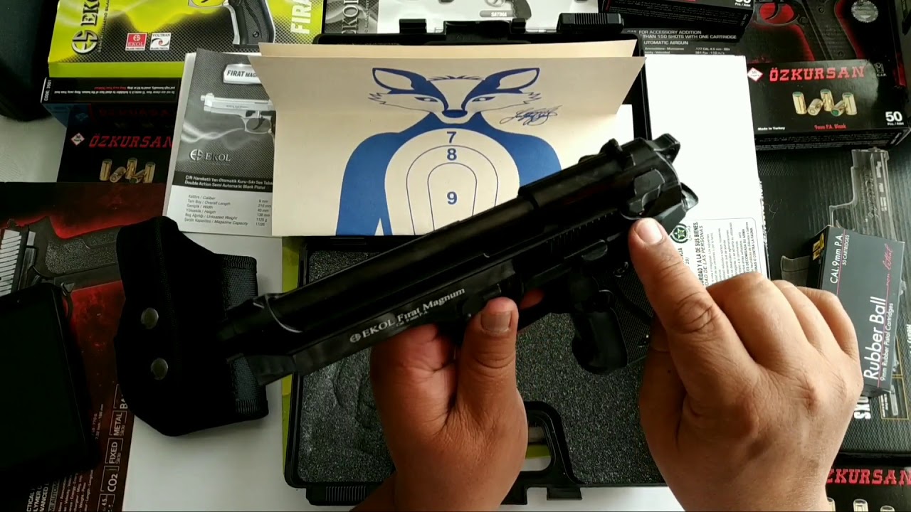 Pistola Traumática Fogueo Ekol Firat Magnum Beretta 92 P.A Rubber 9 mm