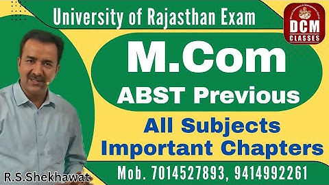 M.Com ABST Previous| Important Chapters| University of Rajasthan| DCM CLASSES