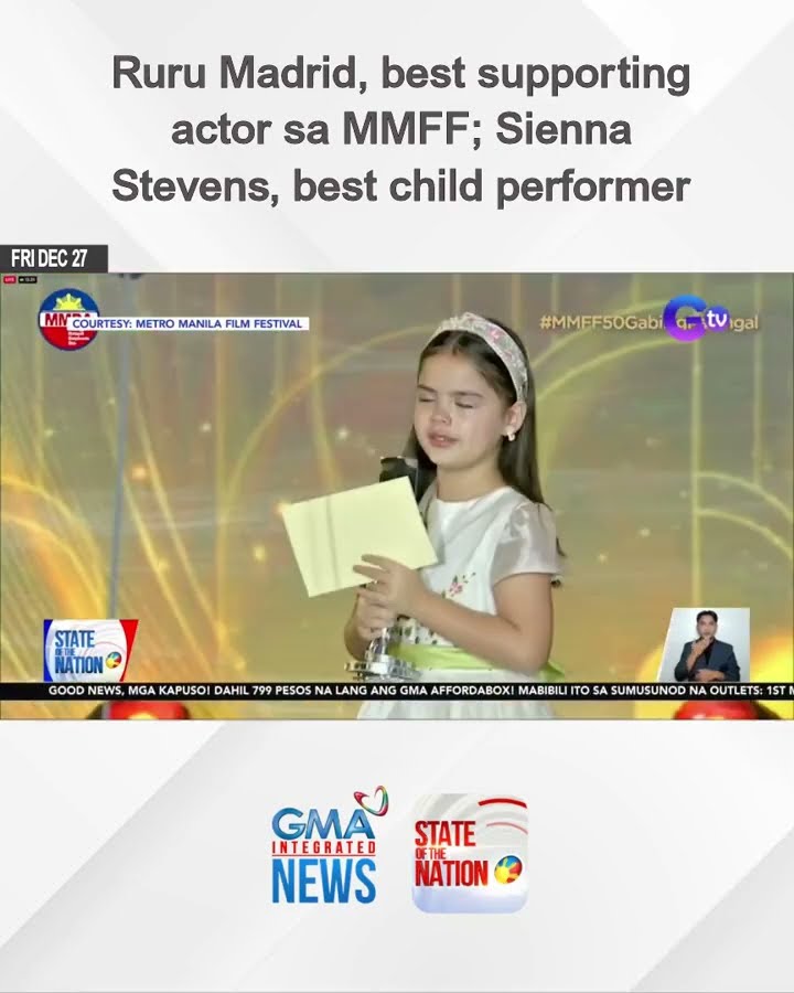 Ruru Madrid, best supporting actor sa MMFF; Sienna Stevens, best child performer | SONA