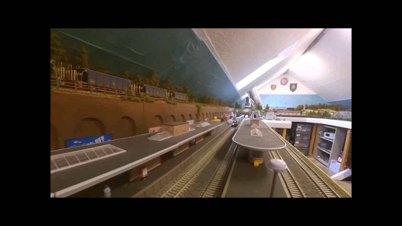 Hillshot Train Layout. Video No 7 Freightliner Running Day.  Huge Loft Layout.