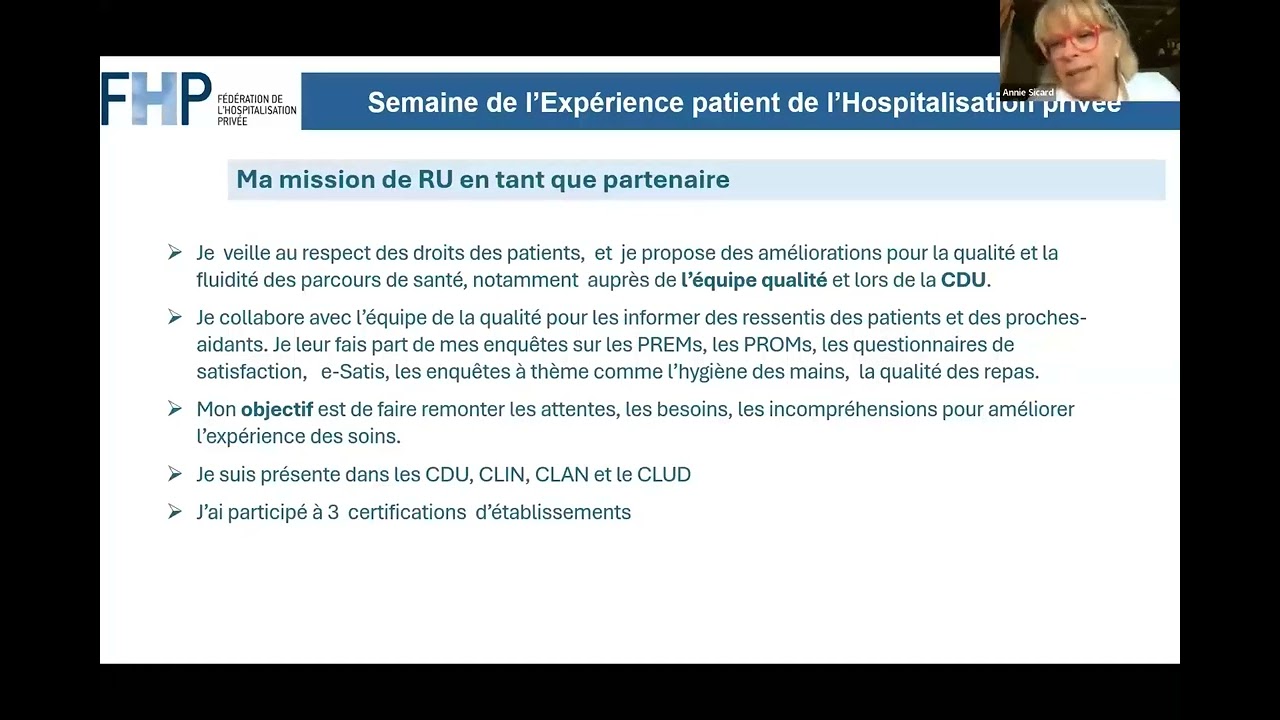 L’expérience patient avec une patiente partenaire et représentante des usagers