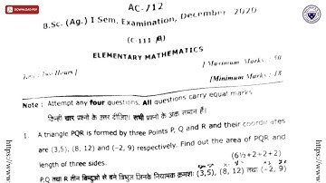 BSC 1ST SEM AG ELEMENTARY MATHEMATICS AC DEC 2020 | DBRAU