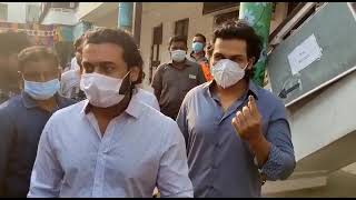Actor Suriya And Karthi Cast Vote In Chennaisuriyakarthivoteelection2021Celebrities