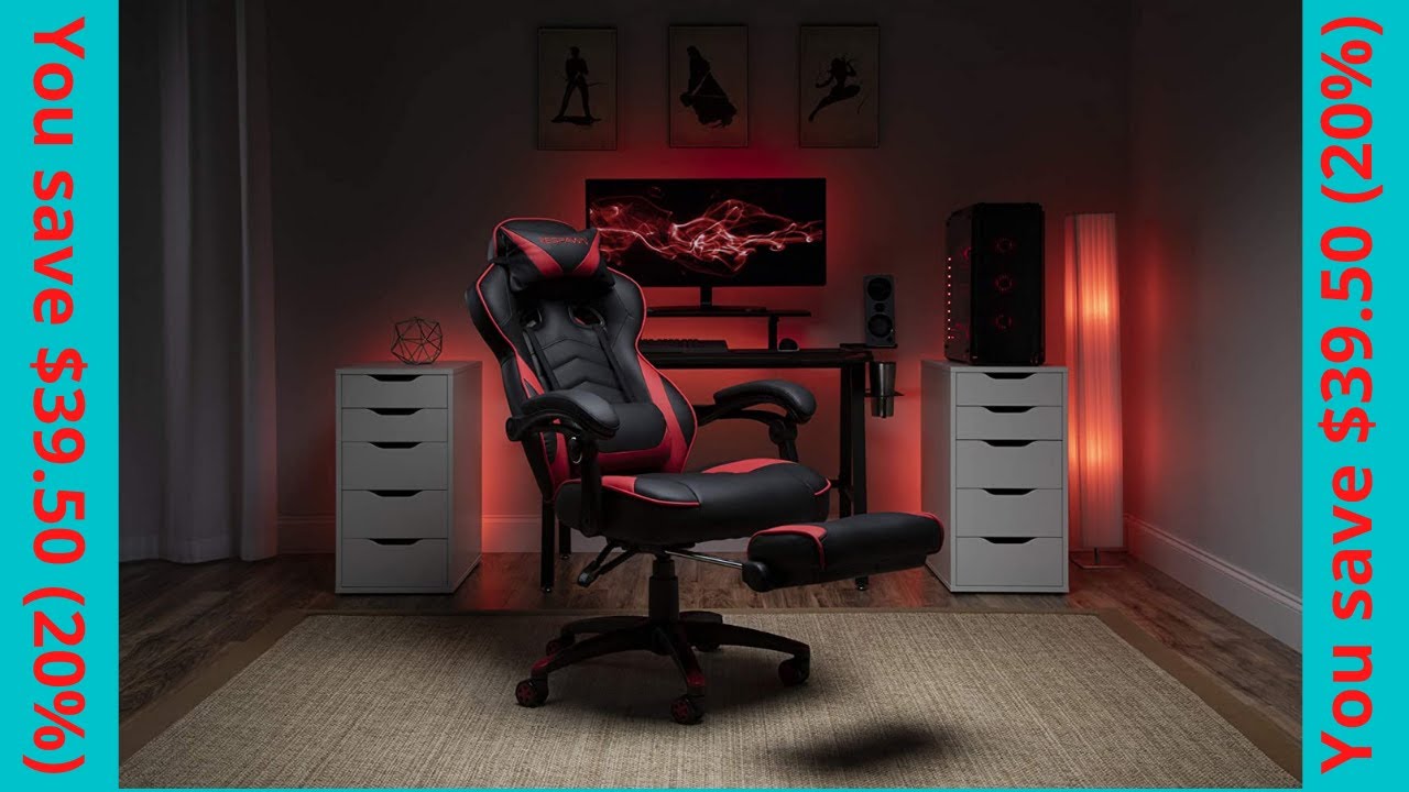 RESPAWN RSP-110 Racing Style Gaming, Reclining Ergonomic Chair with Footrest