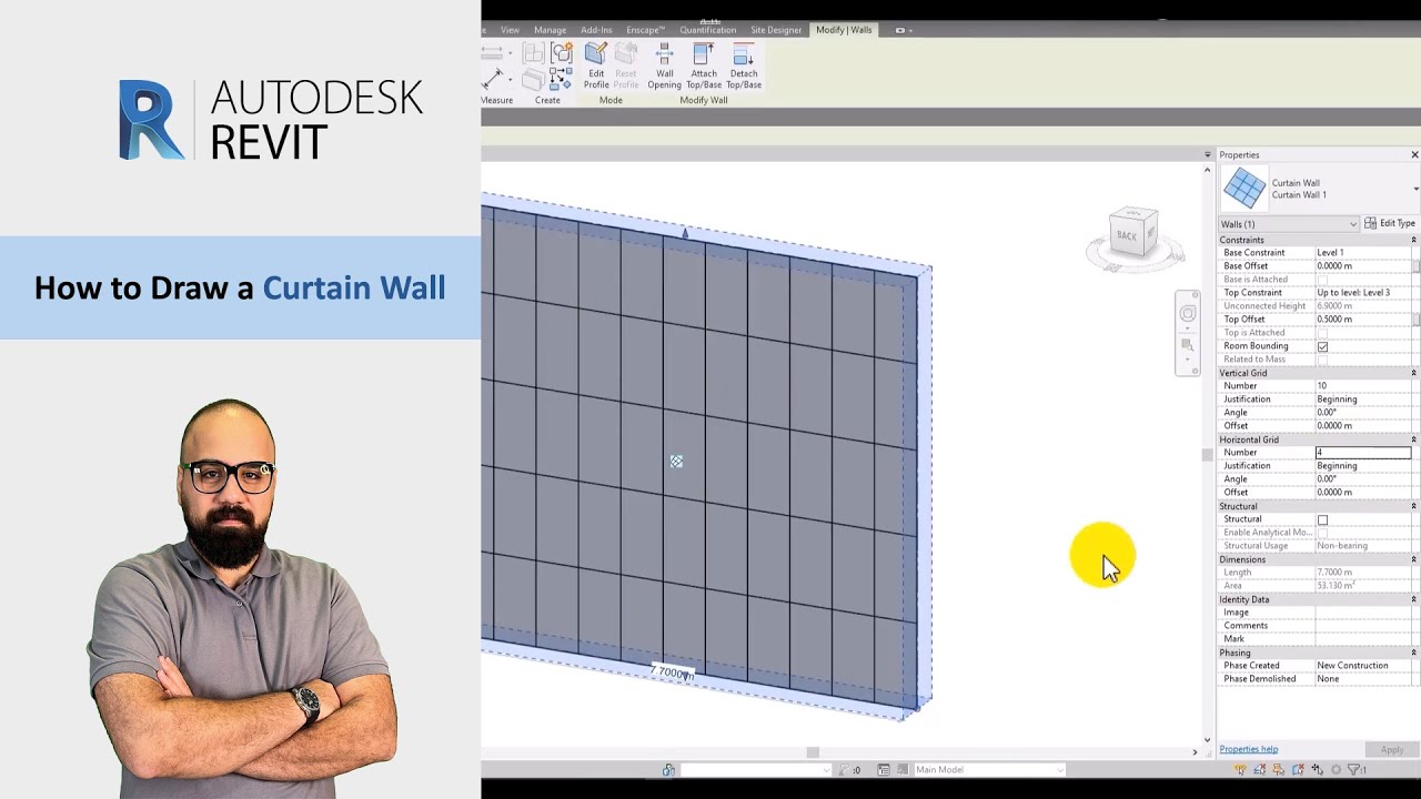 How to Draw a Curtain Wall and Related Settings in Revit!