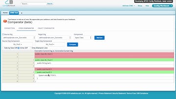 Config Workbook - Tools - Salesforce Code and Object Comparator