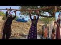 Nomadic life: building shelters and grinding wheat for homemade bread