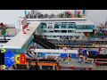 Huge Lego train station MOC of 25000 bricks with Lego monorail and bus platforms