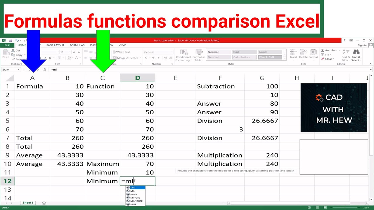 How to use functions and formulas in Excel - YouTube