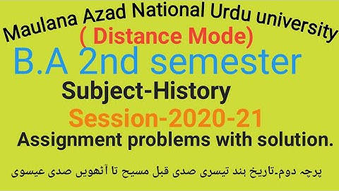 Assignment problems with solution of History for MANUU DDE off 2020-21 for B.A 2nd semester by TA