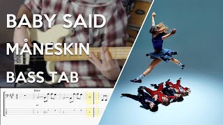 Måneskin - BABY SAID // Bass Cover // Play Along Tabs and Notation Resimi