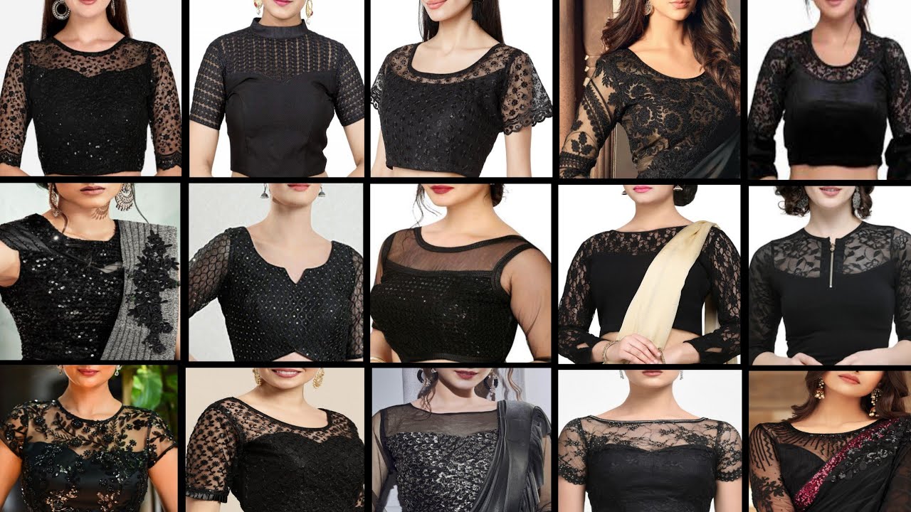 black blouse designs | black blouse back neck designs | black colour ...