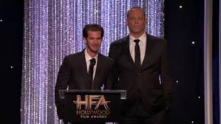 Andrew Garfield and Vince Vaughn Present the Director Award to Mel Gibson