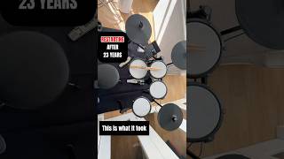 Setup I put together to get going again. Using Alesis Nitro Max e-kit and learning through Drumeo.