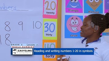 How to read and write numbers 1 to 20 in symbols | CBC Grade 1 Math Lesson | EasyElimu