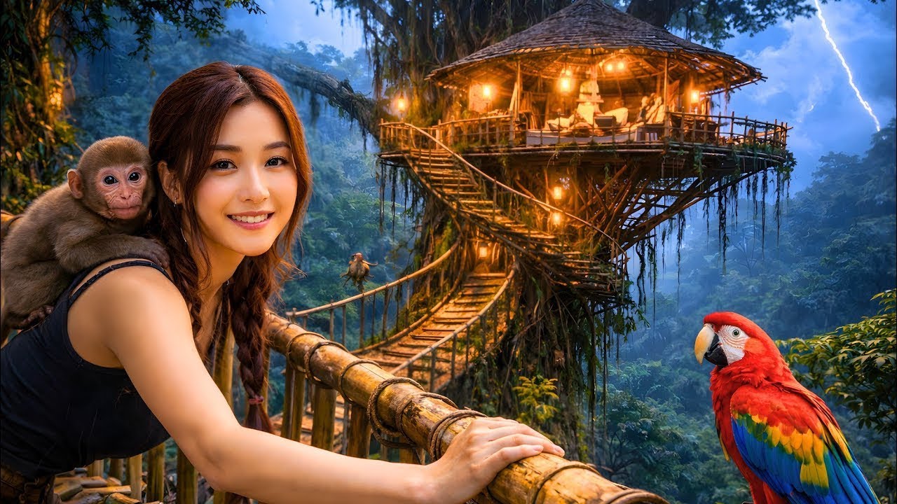 Building a Survival Bushcraft House from Nature | No Tools, No Talking