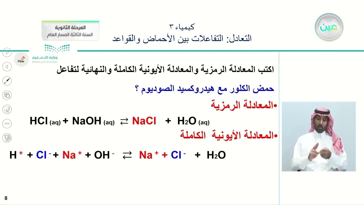 2- 4 التعادل: التفاعلات بين الأحماض والقواعد - الكيمياء (3) - المرحلة الثانوية