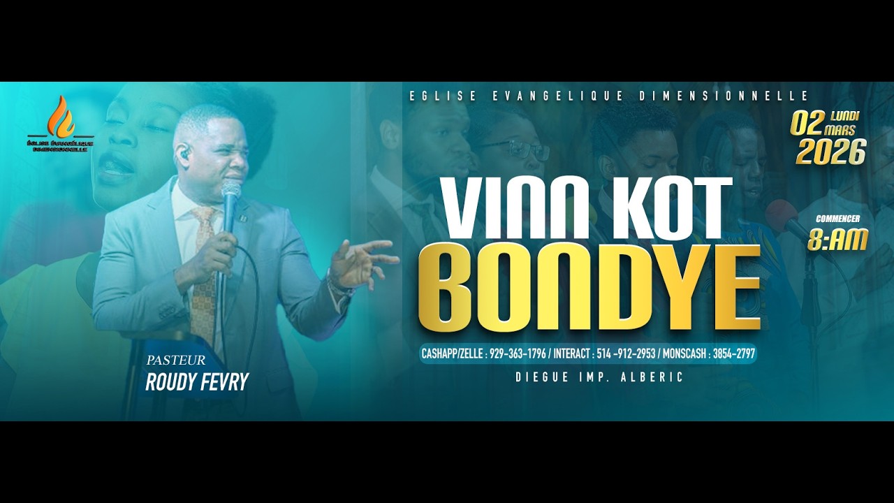 JEÛNE - VINN KOTE BONDYE | LUNDI  02 MARS 2026 |EGLISE EVANGELIQUE DIMENSIONNELLE