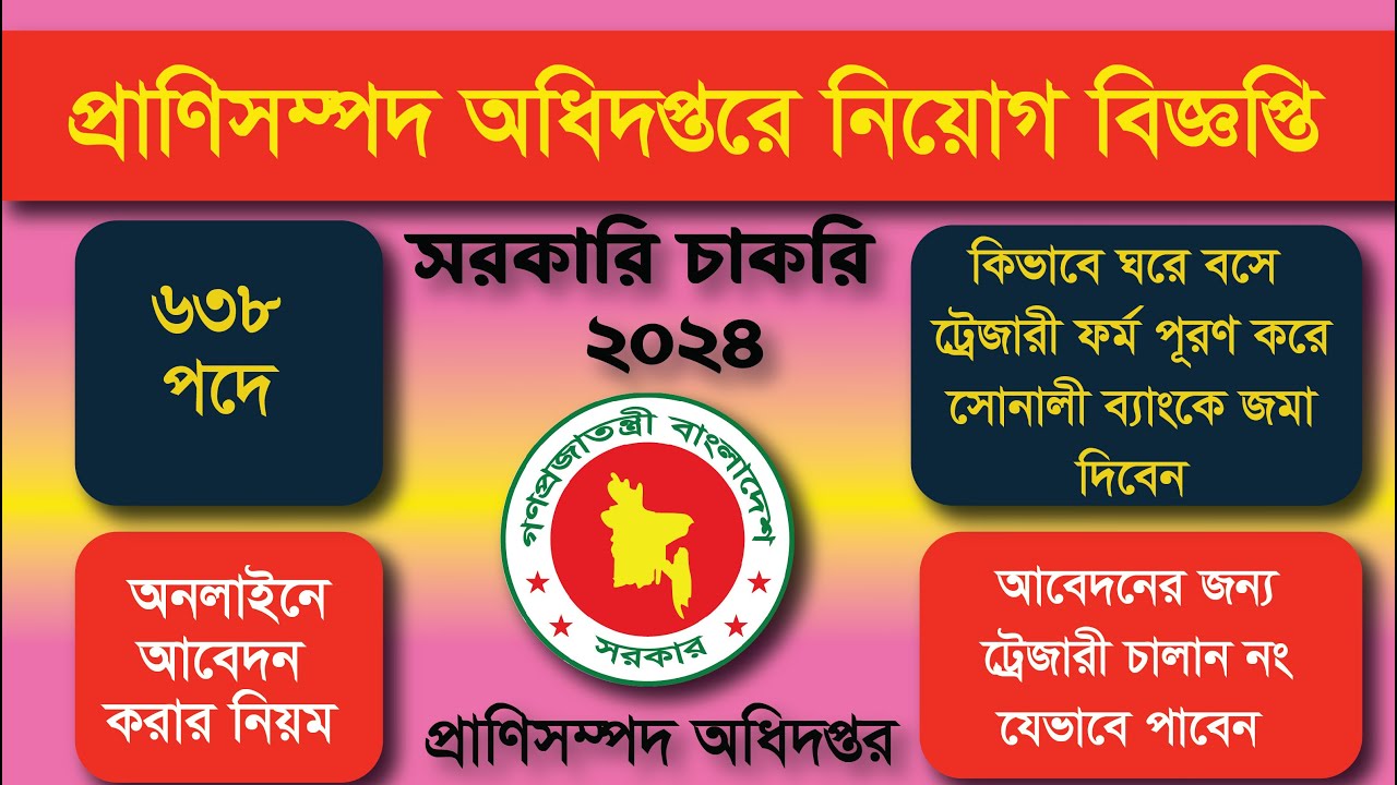 প্রাণিসম্পদ অধিদপ্তর অনলাইন আবেদনের নিয়ম ২০২৪ ট্রেজারী চালান ফর্ম
