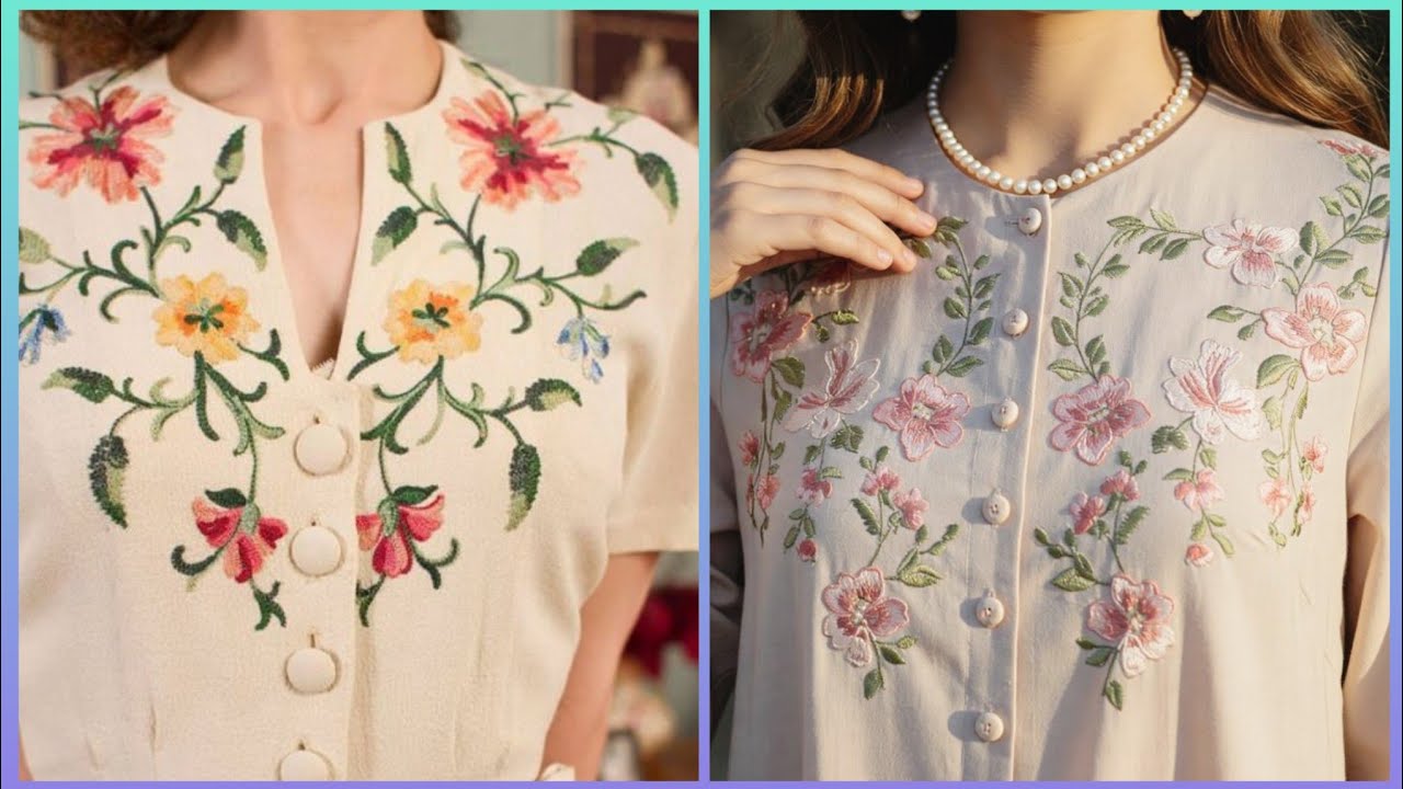 Дизайн горловины с ручной вышивкой для женских повседневных платьев 2026 года