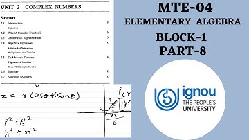 IGNOU, B.Sc., IGNOU Math Lecture, MTE-04,Elementary Algebra,Block-1,Unit-2,Polar Form, Part -08Hindi