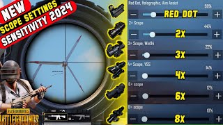 PUBG MOBILE SCOPE SETTINGS 2X 3X 4X 6X 8X IN 2024😱 BGMI Scope Sensitivity Setting 2024✓ PUBG Setting