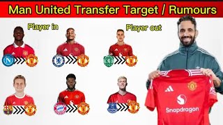 Manchester United Transfer Targets/Rumours Player In Player out Under Ruben Amorim Season 2024/2025