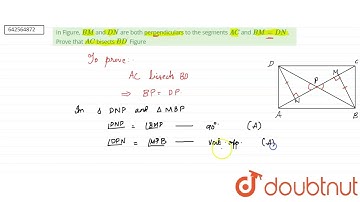In Figure, B M\nand D N\nare both perpendiculars to the segments A C\nand B M=D N\n. Prove that ...