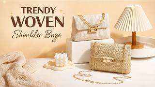 Trendy Woven Shoulder Bag for Women 👜 | Stylish Crossbody &amp; Travel Must-Have ✨