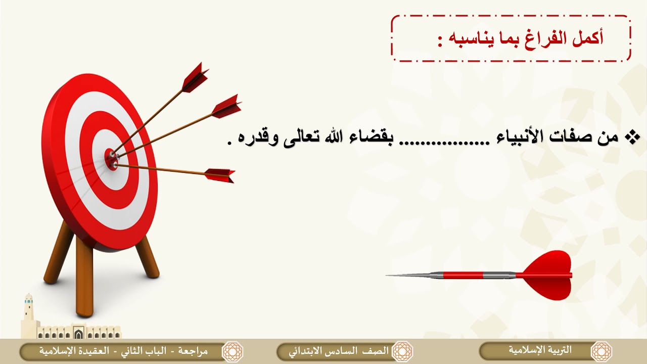 الصف السادس   التربية الإسلامية   مراجعة الباب الثاني العقيدة الإسلامية