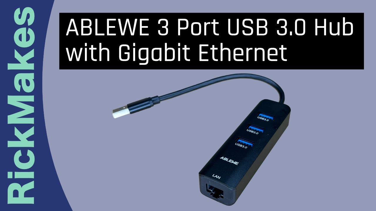 USB 3.0 to Ethernet Adapter,ABLEWE 3-Port USB 3.0 Hub with RJ45 10