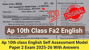 Ap 10th class English self assessment 2 model paper and answers 2025|10th Fa2 English question paper