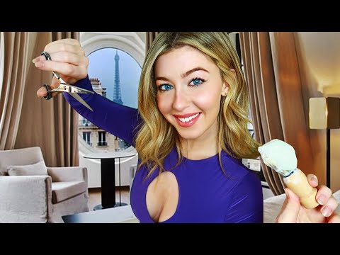 ASMR FOR MEN | FAKE French Girl GROOMS YOU In Paris! 🇫🇷 Shaving, Haircut, Facial and More!