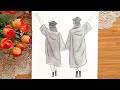رسم سهل رسم بنات تعليم رسم صديقات يرتديان زي التخرج خطوة بخطوة بقلم الرصاص رسم صديقات