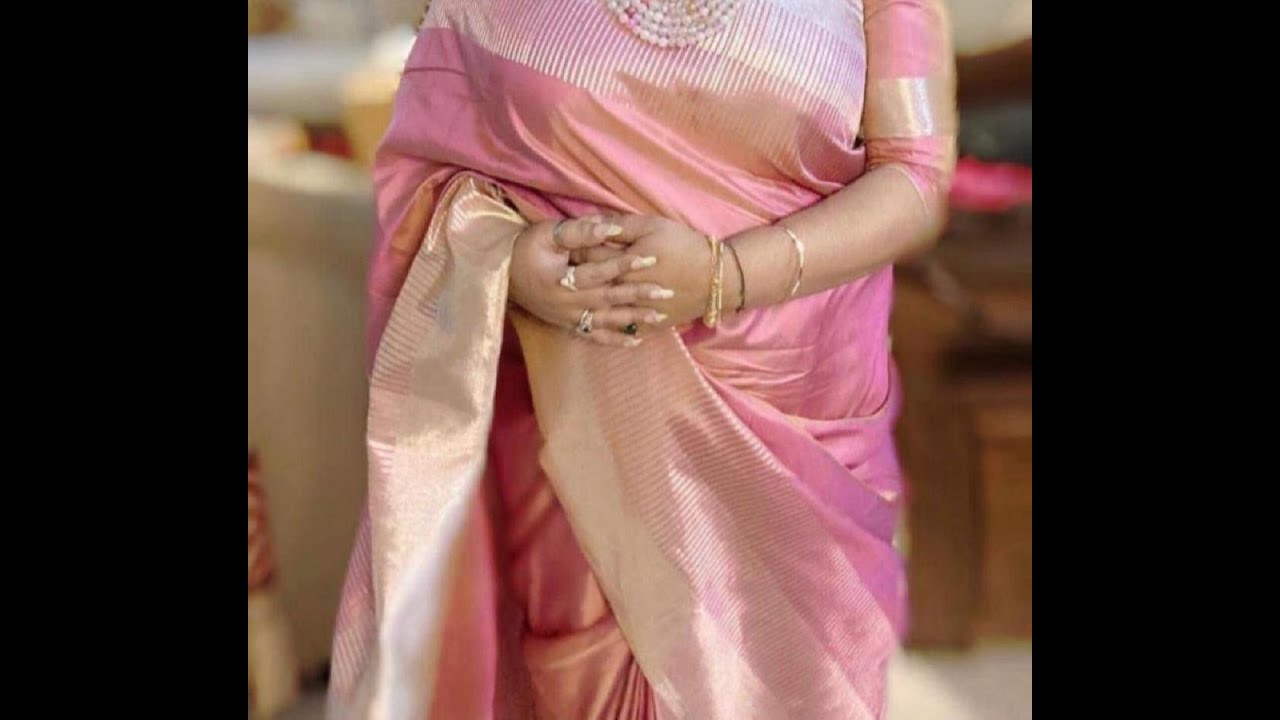 Trending rose gold soft silk saree - To order whatsapp 6369326223