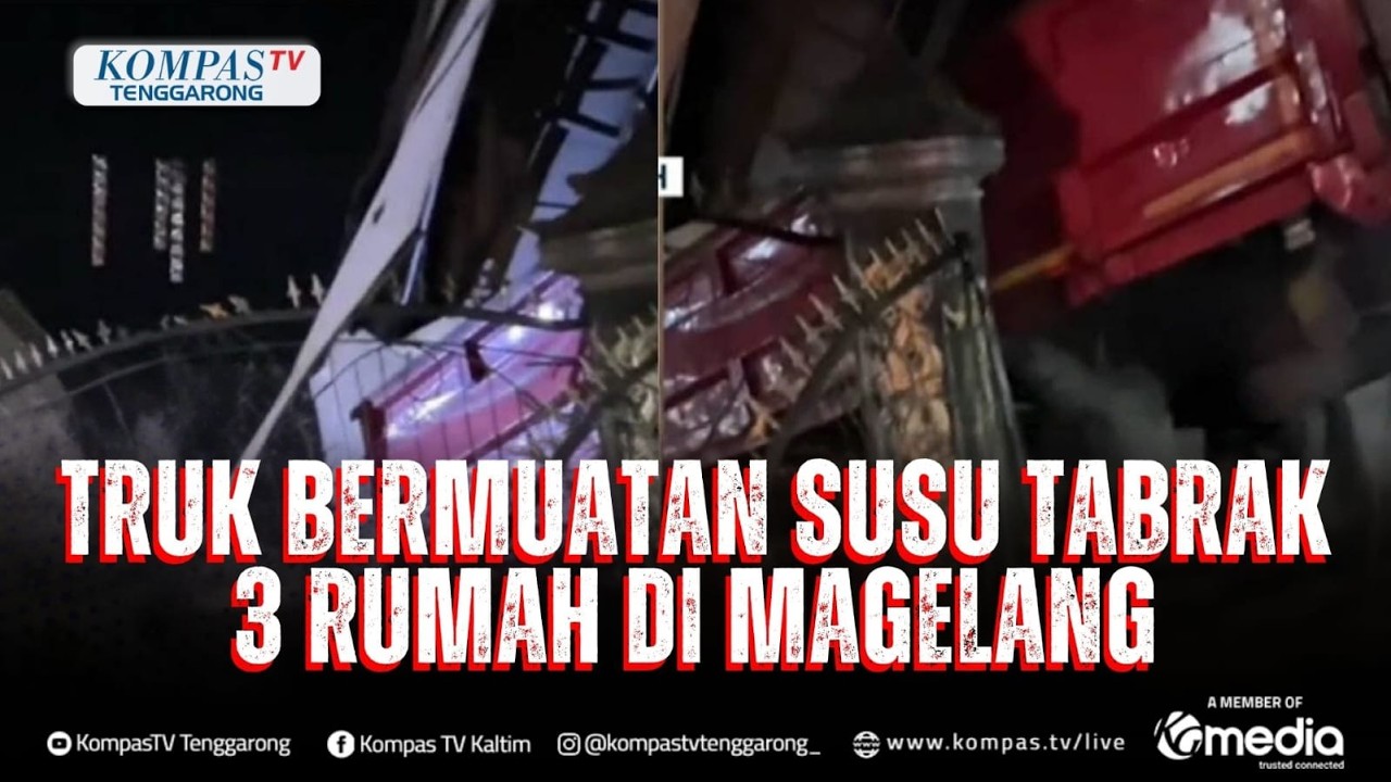 Diduga Tak Kuasai Jalan Berliku, Truk Susu Tabrak Tiga Rumah di Magelang